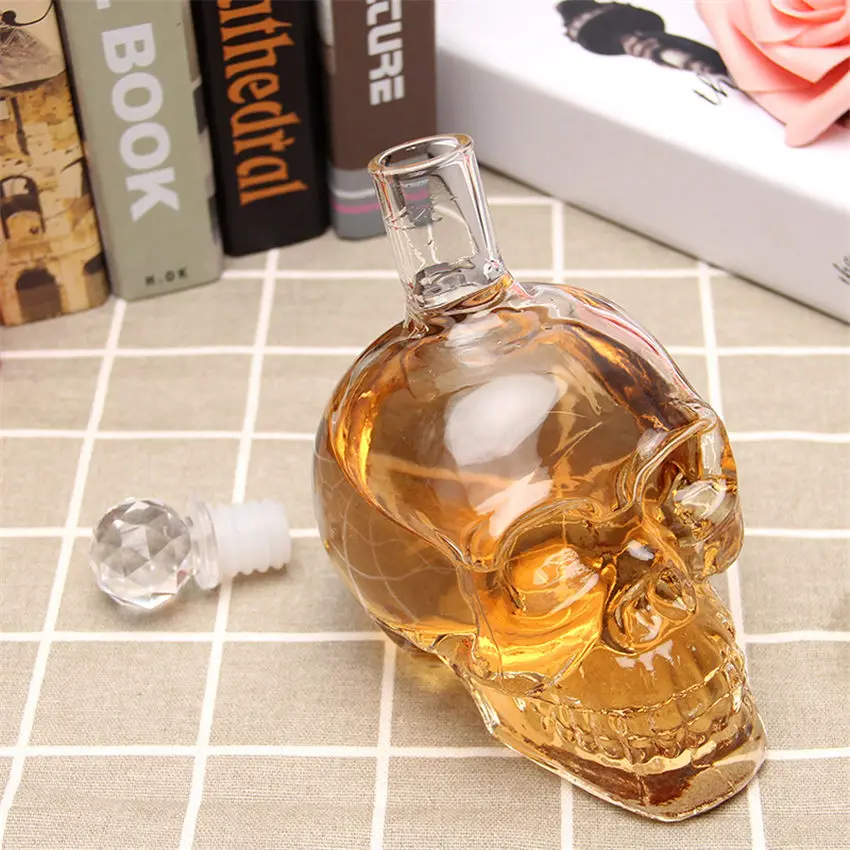Halloween Crystal Skull Head Bottle Whiskey Vodka Wine Decanter Whisky Glass Beer Spirits Cup Water Bar Home |