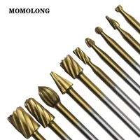 10pcs wood rotary milling rotary file cutter titanium routing woodworking carving carved knife cutter tools carpenter