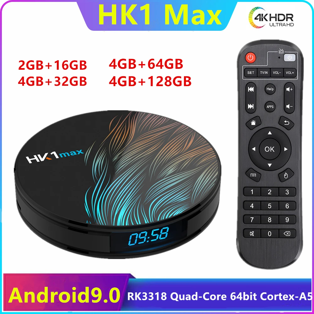 Умная ТВ приставка HK1 MAX Android 9 0 2 4G/телефон Wi Fi BT 4 четырехъядерный процессор RK3318 4K