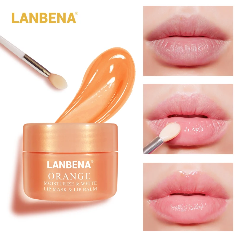 LANBENA крем-бальзам для губ с экстрактом Апельсина и витамина С, маска для сна против морщин, увлажняющий, питательный, отшелушивающий крем