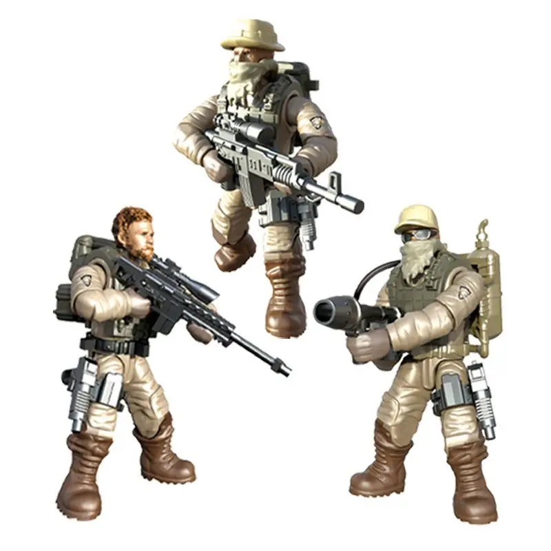 

6Pcs/set City Police Building Blocks WW2 Army Military Soldier SWAT With Weapon guns Action Figures Bricks Toys for Children Boy