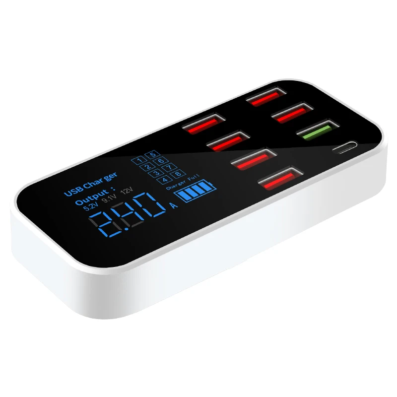 QC3.0 typu c беспроводное автомобильное зарядное устройство Смарт ЖК экран 8USB порт