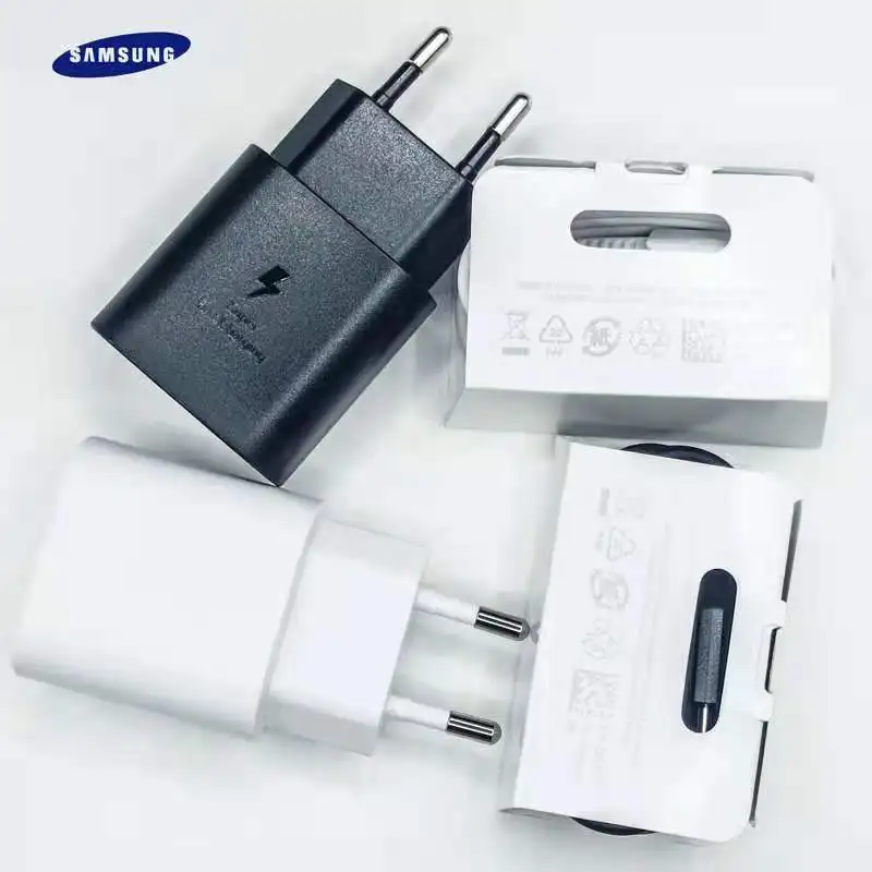 Супербыстрое зарядное устройство для Samsung S21 Note 20 10 A70, зарядное устройство, 25 Вт, адаптер питания европейского стандарта для Galaxy Note20, S20, A52, A72, S10, кабель Type-C