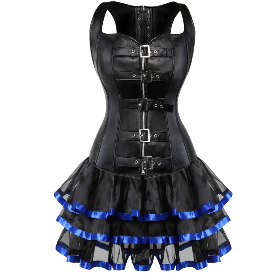 Женский корсет из искусственной кожи мини-юбка |