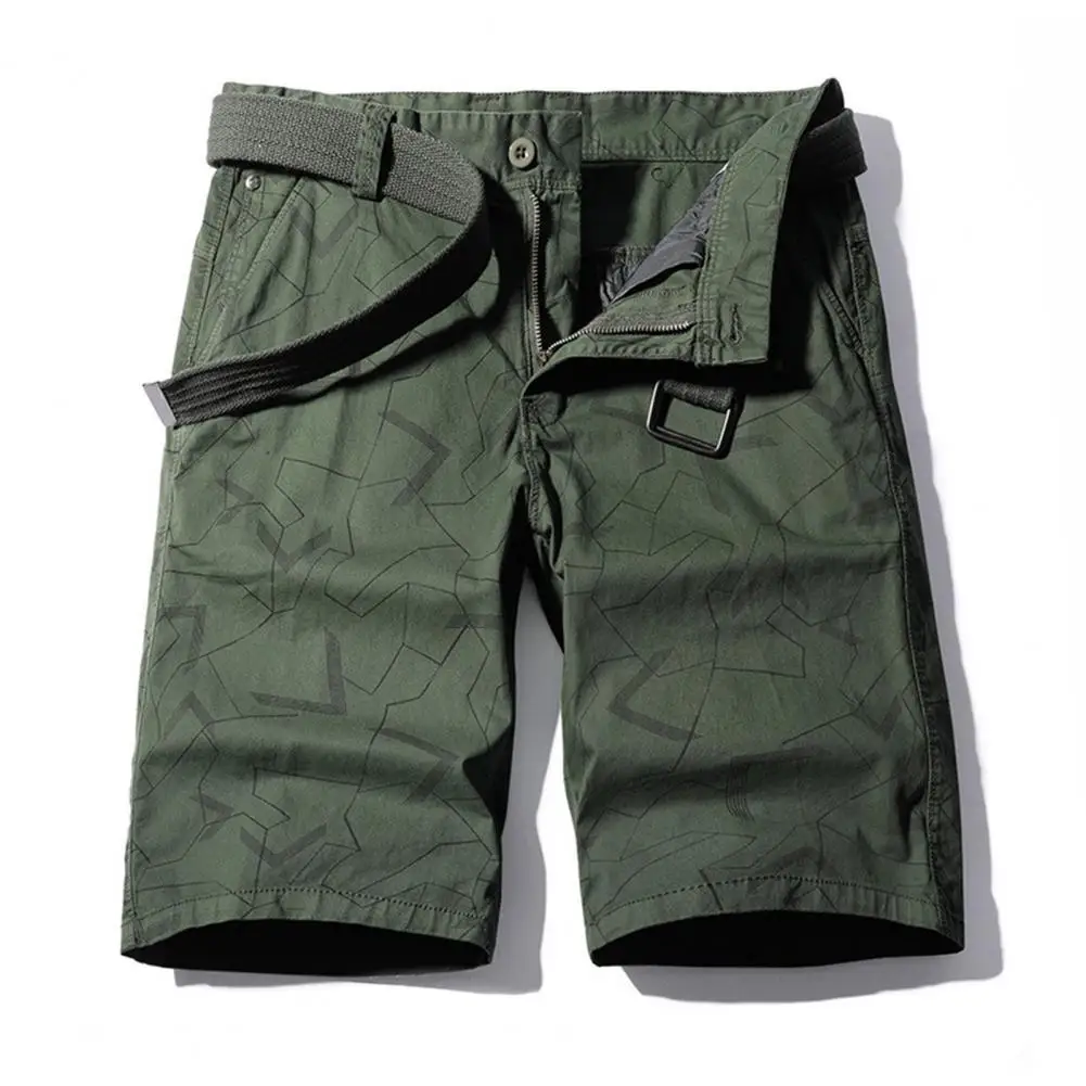 

Summer Men Shorts Print Knee Length Solid Color Casual Shorts Sports Plus Size Breathable Multi Pockets Cargo Shorts Fitness