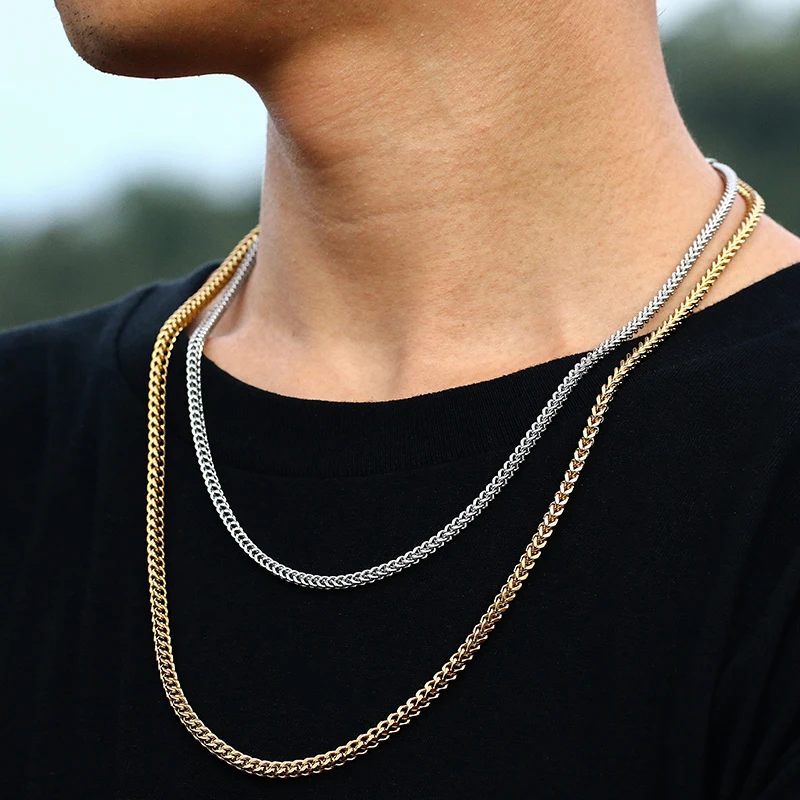 Ожерелье-цепь из нержавеющей стали с франко-надписью 3 мм 6 | Украшения и