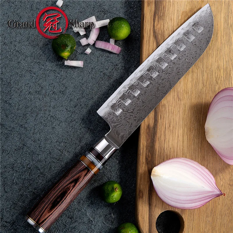 GRANDSHARP 2 шт. набор ножей из дамасской стали сантоку Утилита шеф повара ножи 67 слоев