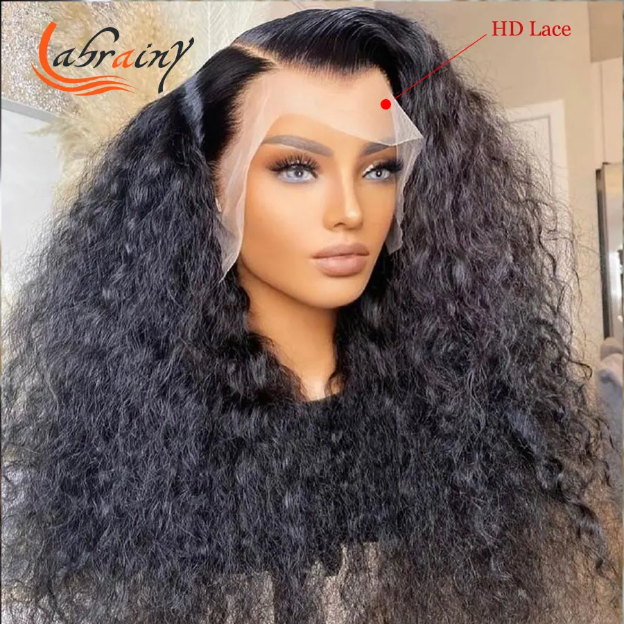 

13x6 Kinky Curly HD Lace Frontal Human Hair Wigs Deep Wave 13x4 Lace Front Pre Plucked Nature Hairline With Baby Hair For Women