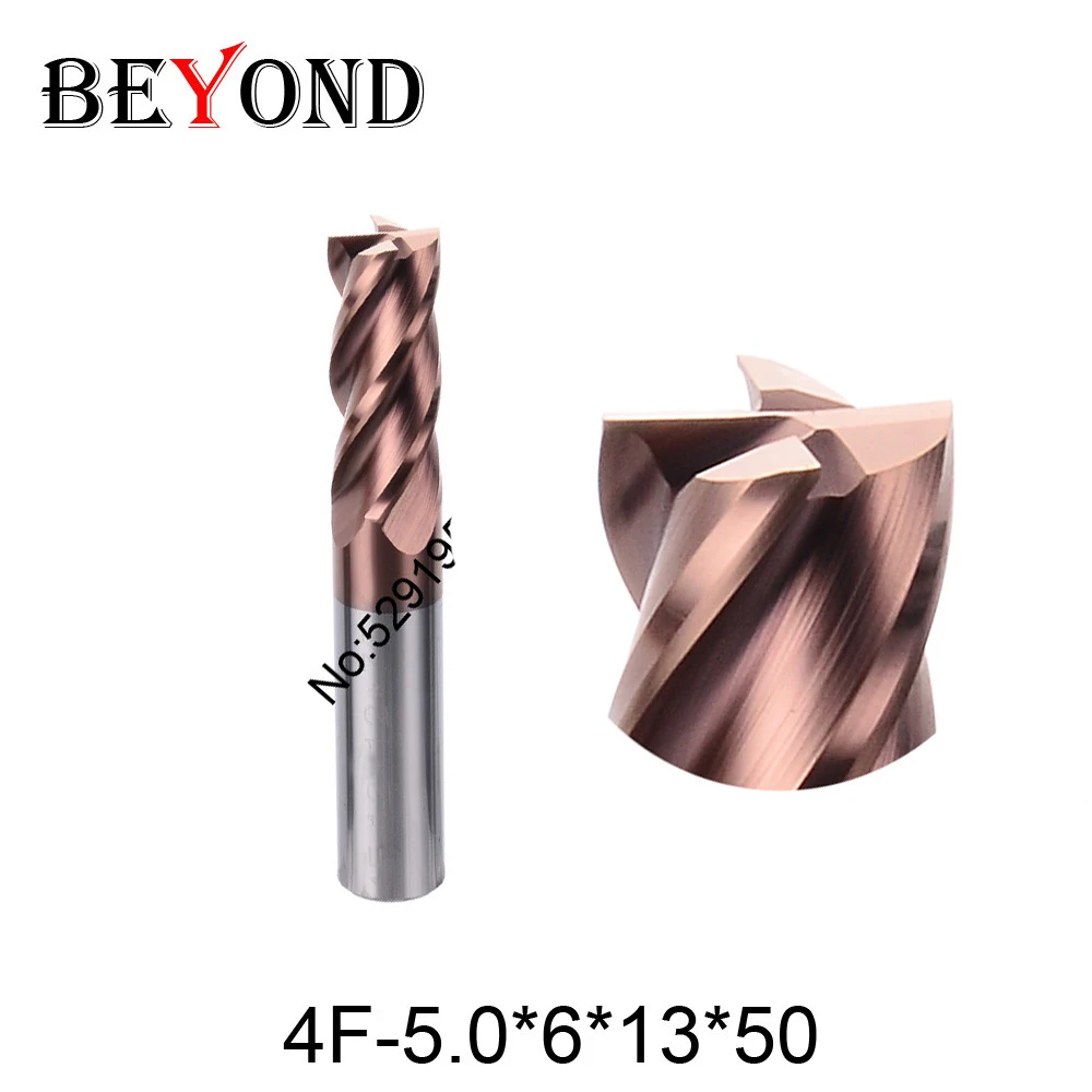 BEYOND 4f 5.0*6*13*50 hrc60 фреза карбидная квадратная 4 флейты 5 мм покрытие нано для