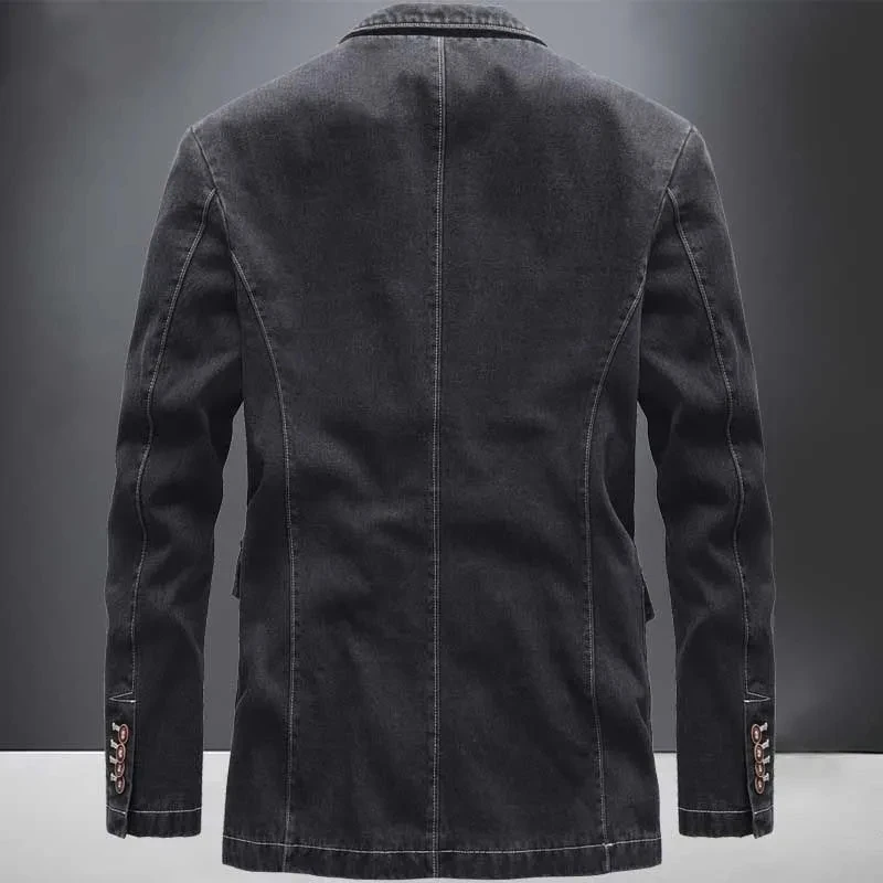 Джинсовый костюм мужской с карманами однобортный приталенный сиреневый пиджак