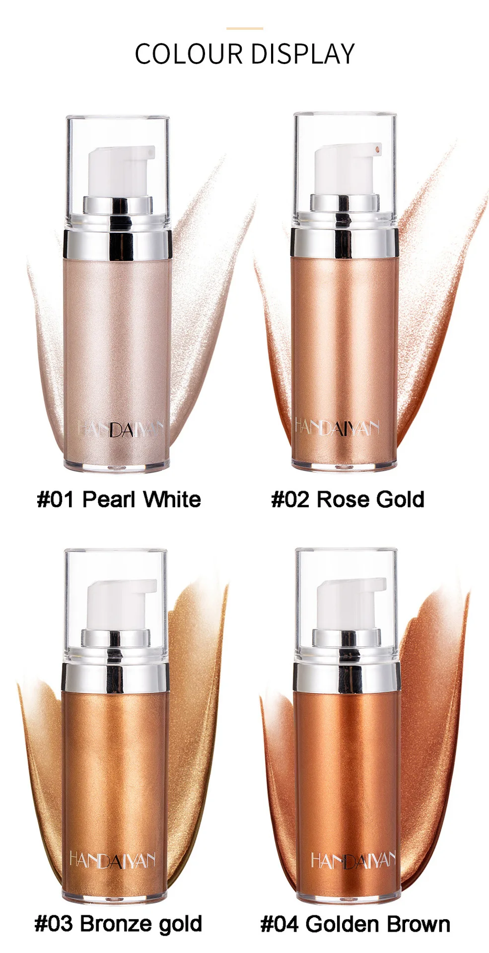 HANDAIYAN макияж хайлайтер крем для лица и тела Shimmer Make Up Liquid осветить профессиональный набор свечения косметика