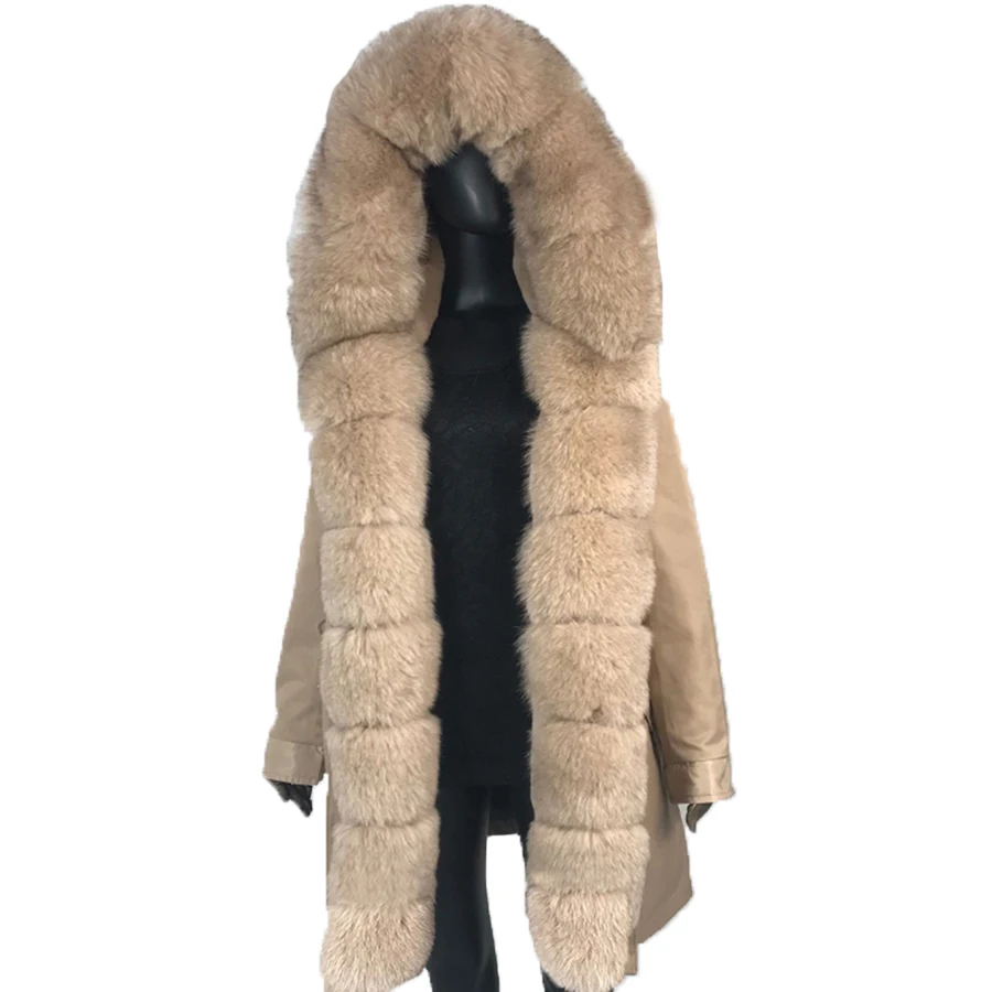 woman parka with fox fur big large fox fur collar and liner rabbit fur Women's winter parka with natural fur
