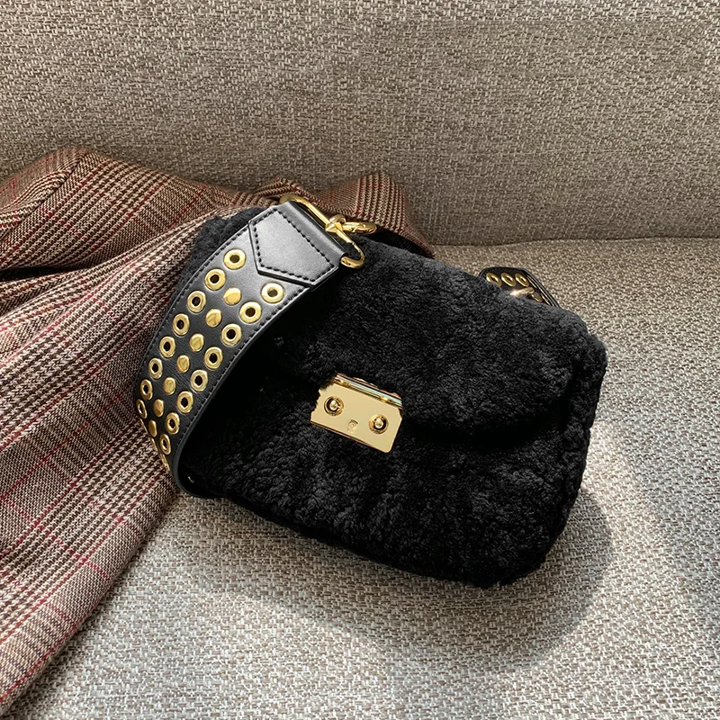 Модная женская сумка WOONAM из натуральной шерсти кожаная на плечо с откидной