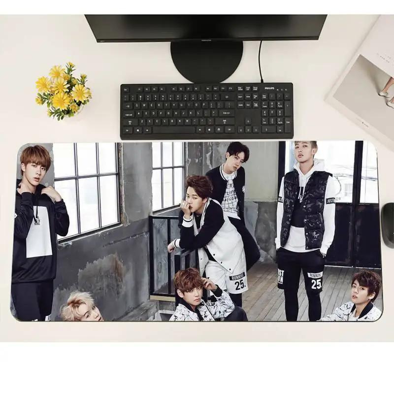 

Korean boys idol Locking Edge Mouse Pad Game XL Large Gamer Soft Keyboard PC Desk Mat Takuo Anti-Slip Comfort Pad