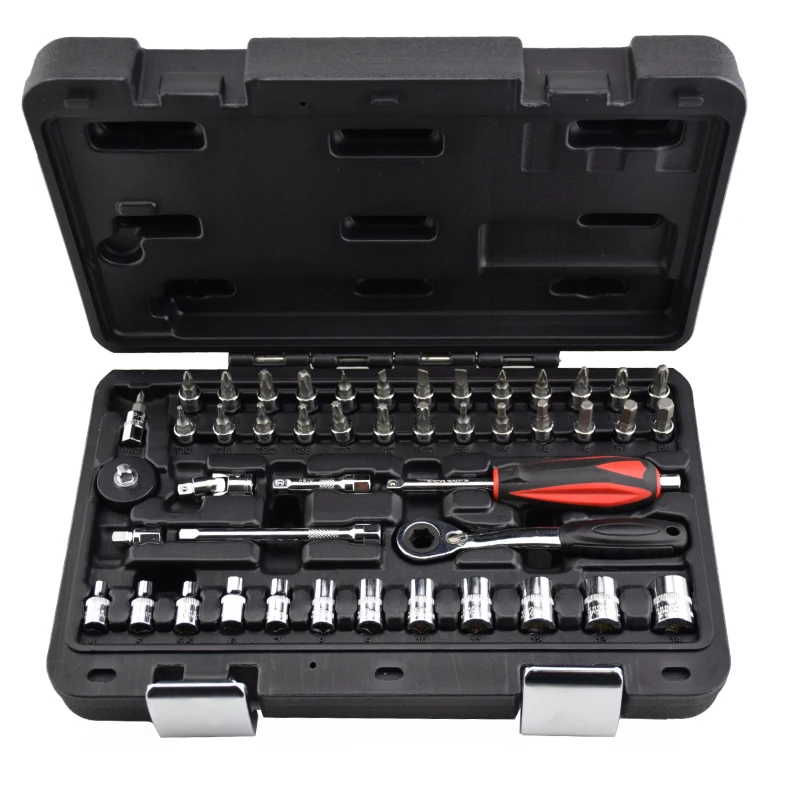 46 шт Мини 1/4 трещотки для шлица звездочка Набор торцевых гаечных ключей Разъем