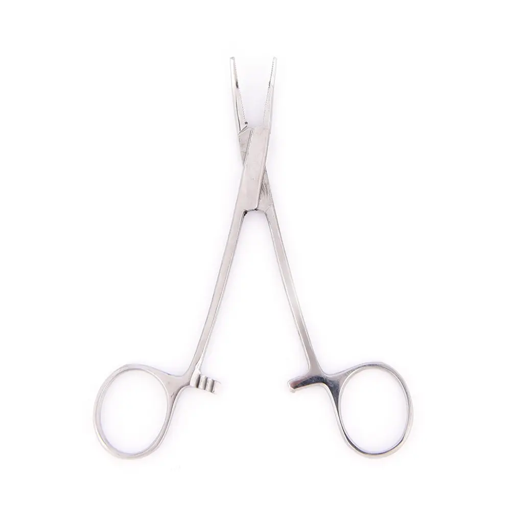 

1Pc Pet Hemostatic Stainless Steel Hair Clamp Medical Head Locking Curved Needle Ratchet Tip Forceps Holder Pliers New