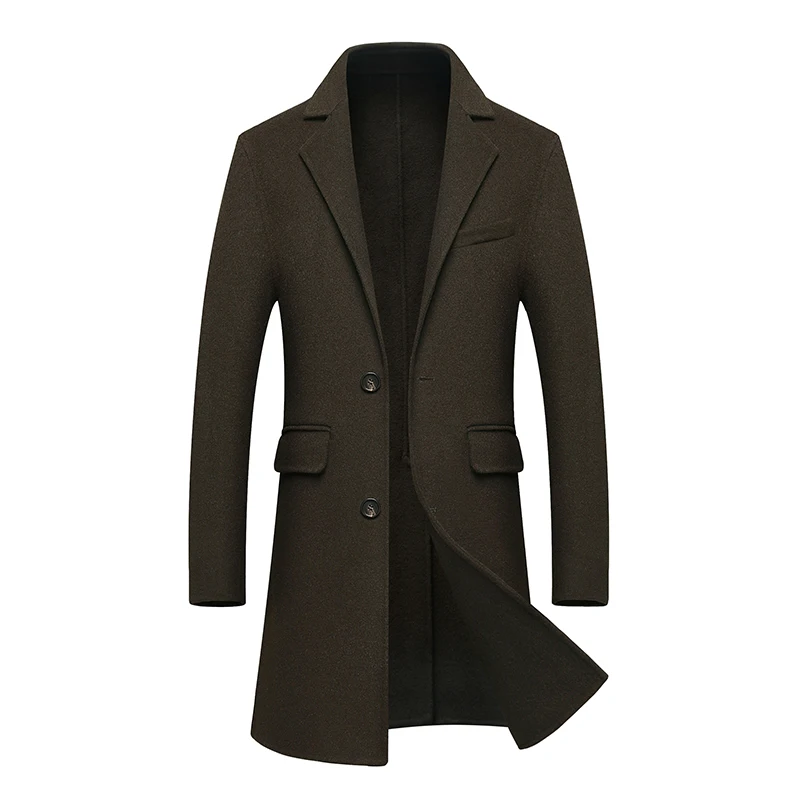 Новое роскошное шерстяное пальто мужская длинная Двусторонняя шерстяная