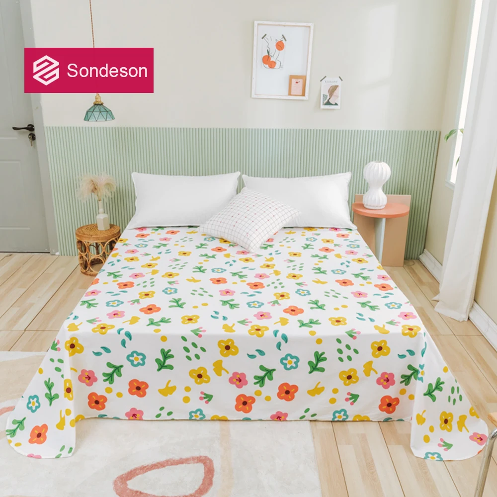 Sondeson маленький цветочный 100% хлопок Цветочный плоский лист двойная королева