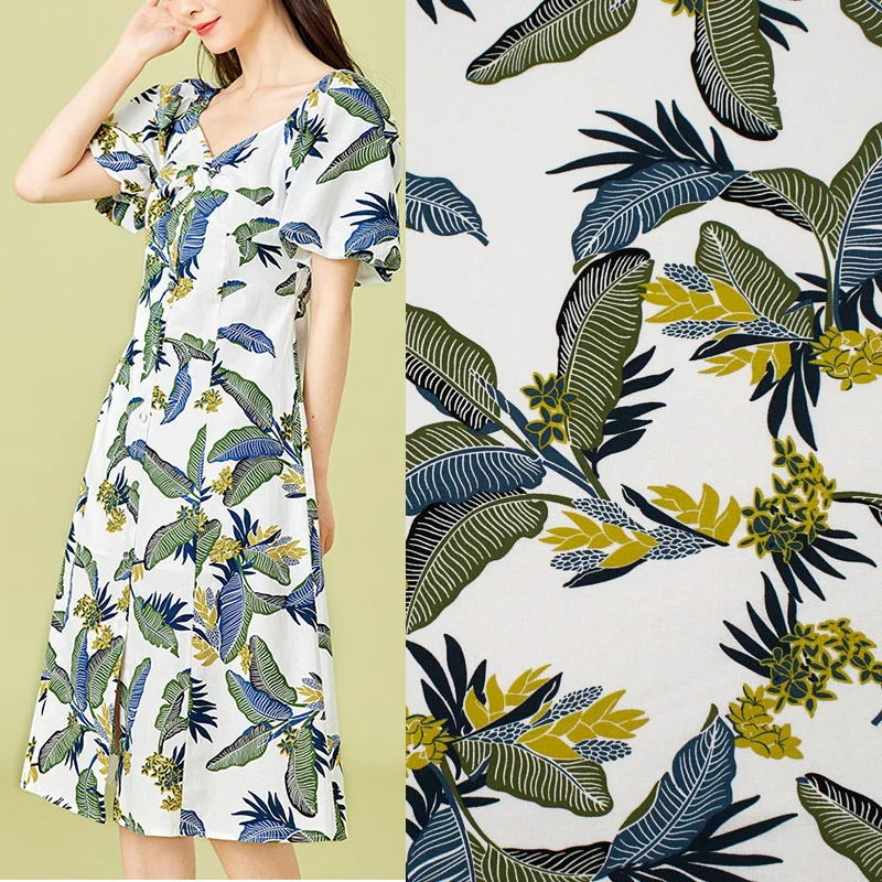 

Tropical Plants Printed Fabric For Dress Tissus Au MÈTre Telas Algodon Estampadas Sewing Ткань Для Шитья Vestido Telas Por Metro