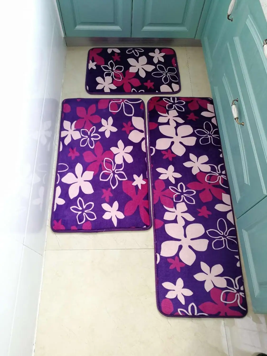 purple flower Домашний напольный коврик, набор кухонных ковров, коврик для входной двери, водопоглощающий кухонный коврик, коврик для гостиной, прихожей, дивана, ковер 40*60/50*80/40*120 см - Цвет: purple flower
