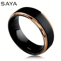 8mm width black tungsten wedding rings for men with beveled polished free shipping customized