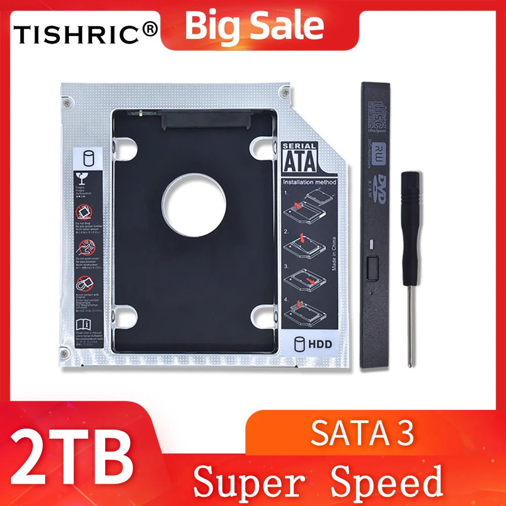 TISHRIC 2ND HDD Caddy 9 5 мм/12 7 мм Optibay SATA 3 0 чехол/адаптер корпуса DVD жесткий диск для 2