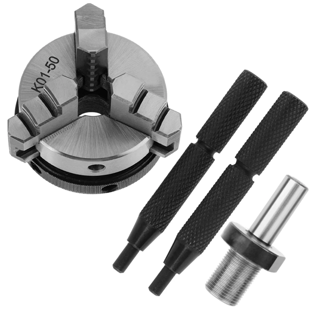 

K01 50 With Handle Scroll Rotary Easy Use Manual Chuck Set Accessory Lathe Woodworking Mini 3 Jaw Tools Self Centering Household
