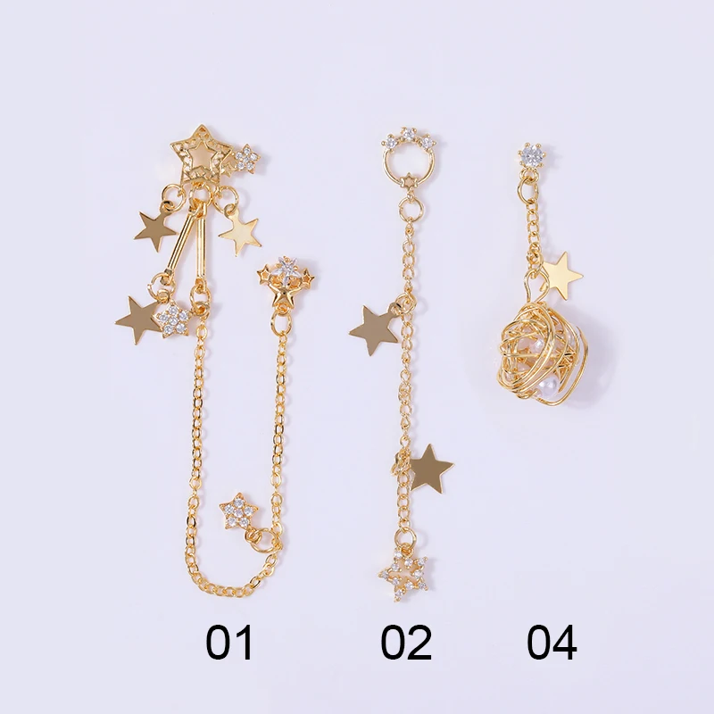 1 шт. металлические Стразы для ногтей Золотая висячая цепочка Подвески украшения