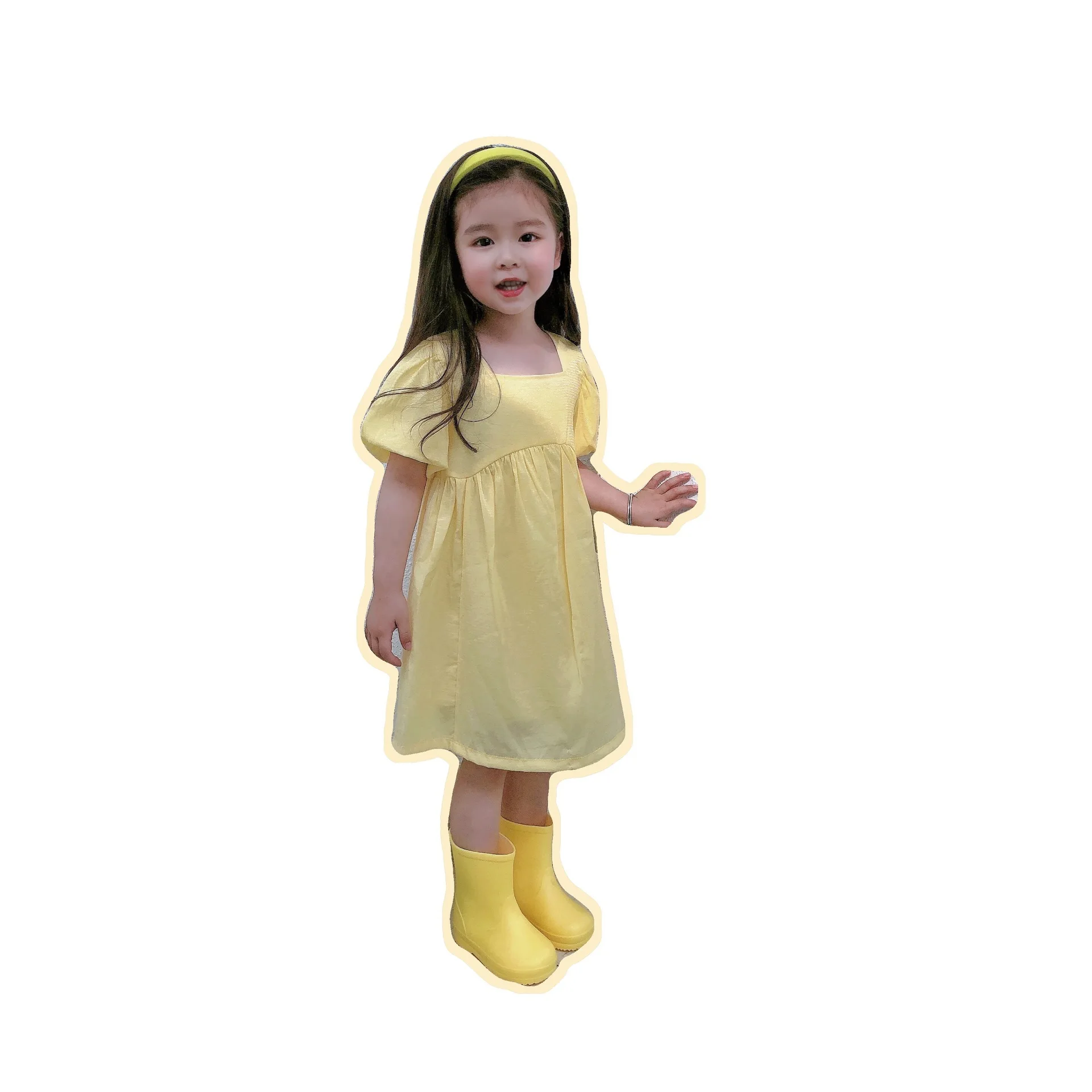 

2021 Summer Parent-Child Girl Square Neck Puff Sleeve Dress