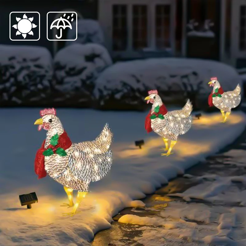 

Courtyard Christmas Led Night Lights Solar Light Outside Garden Decoration Ornaments Chicken Hen Glowing Pastoral Chickens Lamps