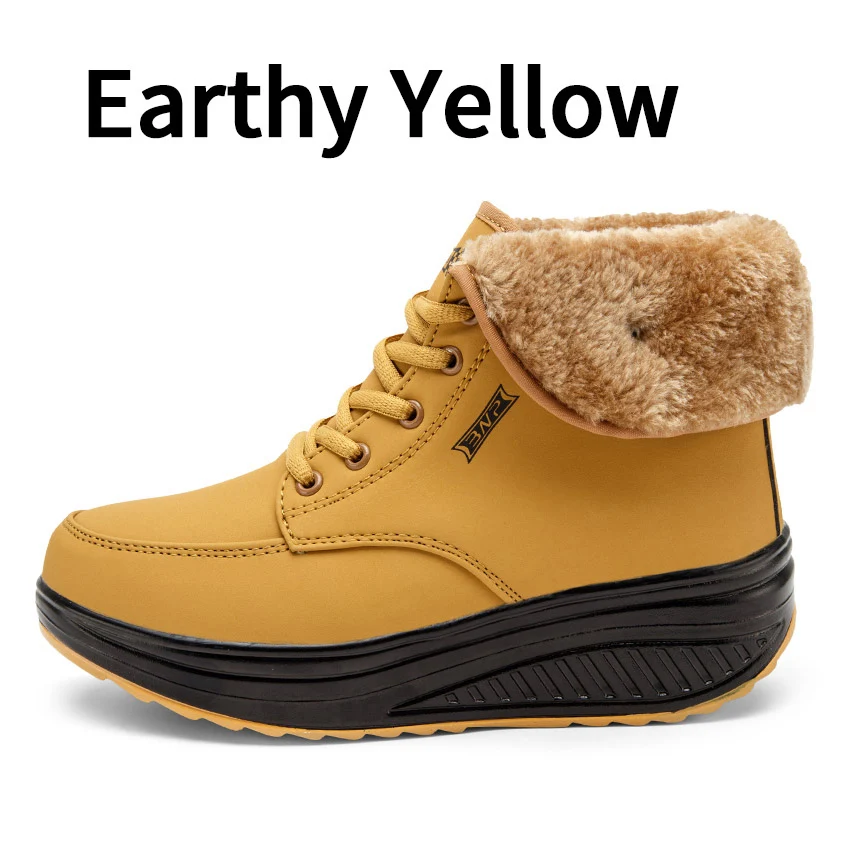 Earthy Yellow BIMUDUIYU; женские зимние ботинки; повседневные женские ботиночки; обувь на платформе; высокая женская теплая обувь, увеличивающая рост; зимние кроссовки - Цвет: Earthy Yellow