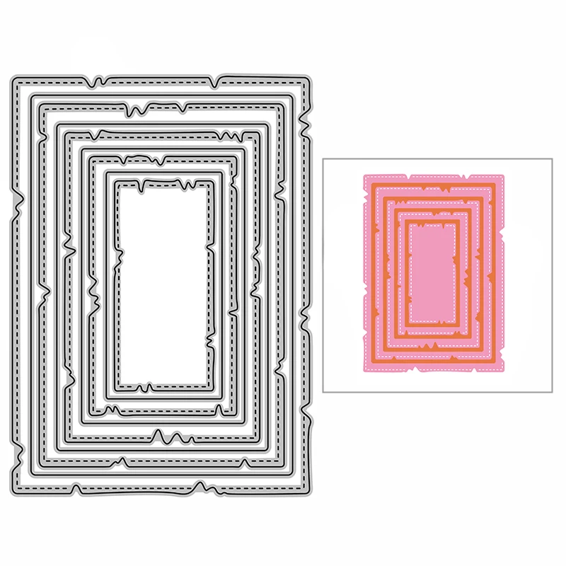 Новый разорванный сшитый прямоугольник рамка ремесло тиснение плесень 2021