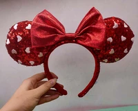2020 mickey minnie ears shanghai girl red heart sequin bow headband