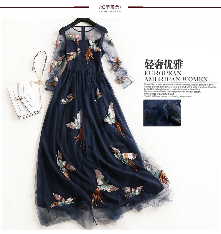 Женское платье в богемном стиле с вышивкой и сеткой весна 2019 | Женская одежда