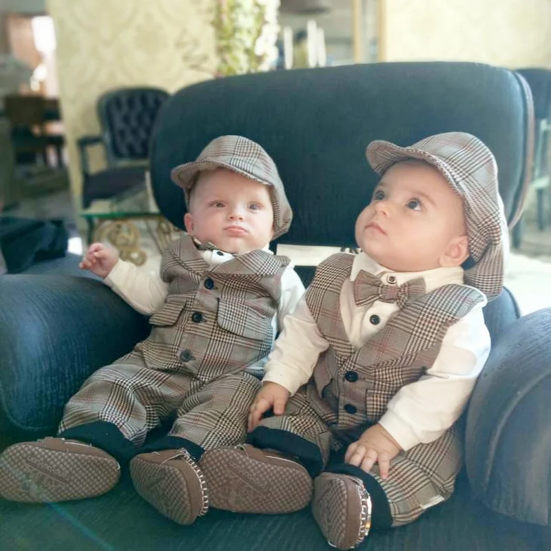 Boy suit Toddler Boys Clothing Set 2021 Spring Baby cotton plaid Kid Clothes Suits 5pcs birthday Party Costume 1 2 3 Year Gift |
