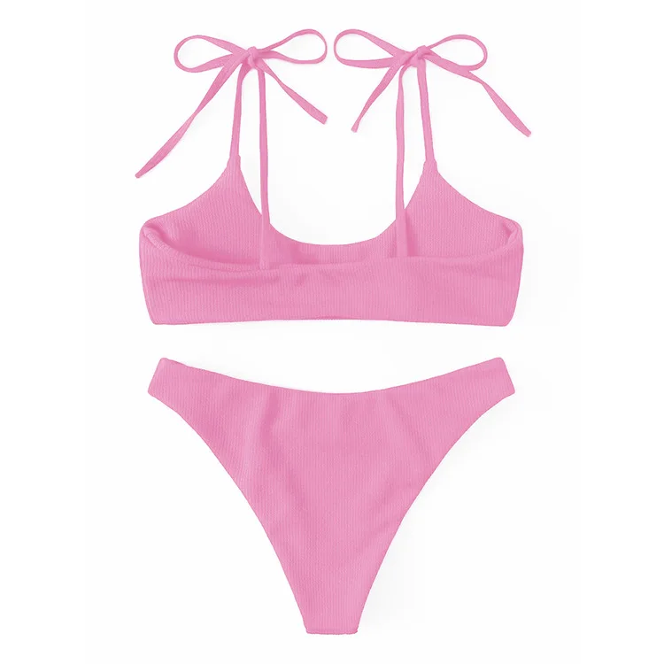 

Luren Bikini 2021 Solid Sexy Swimsuit 2 Pieces Set Push Up Bathing Suit Women High Waisted Swimwear