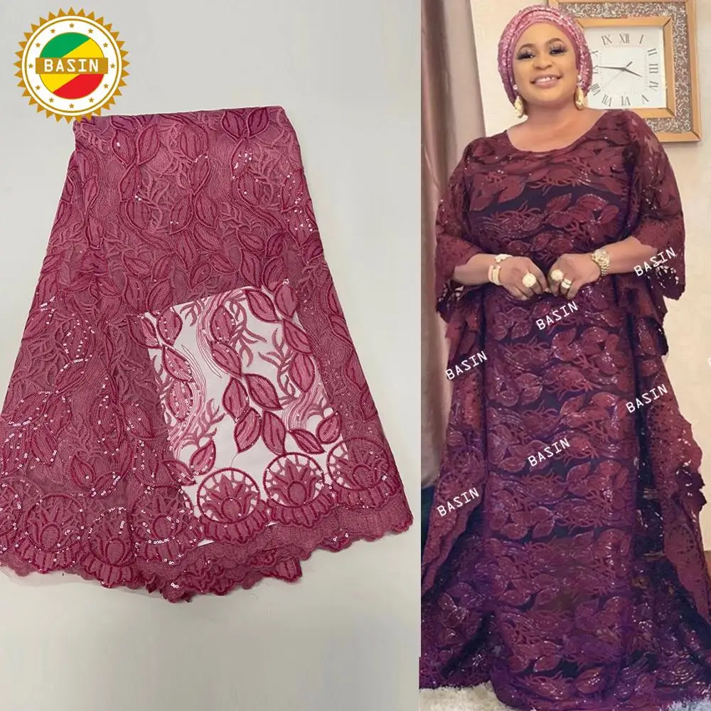 

5 Yards French Embroidered Tulle Fabric With Sequined For Indian Women Wedding Dresses Evening Gowns Net Lace Fabric With Guipur