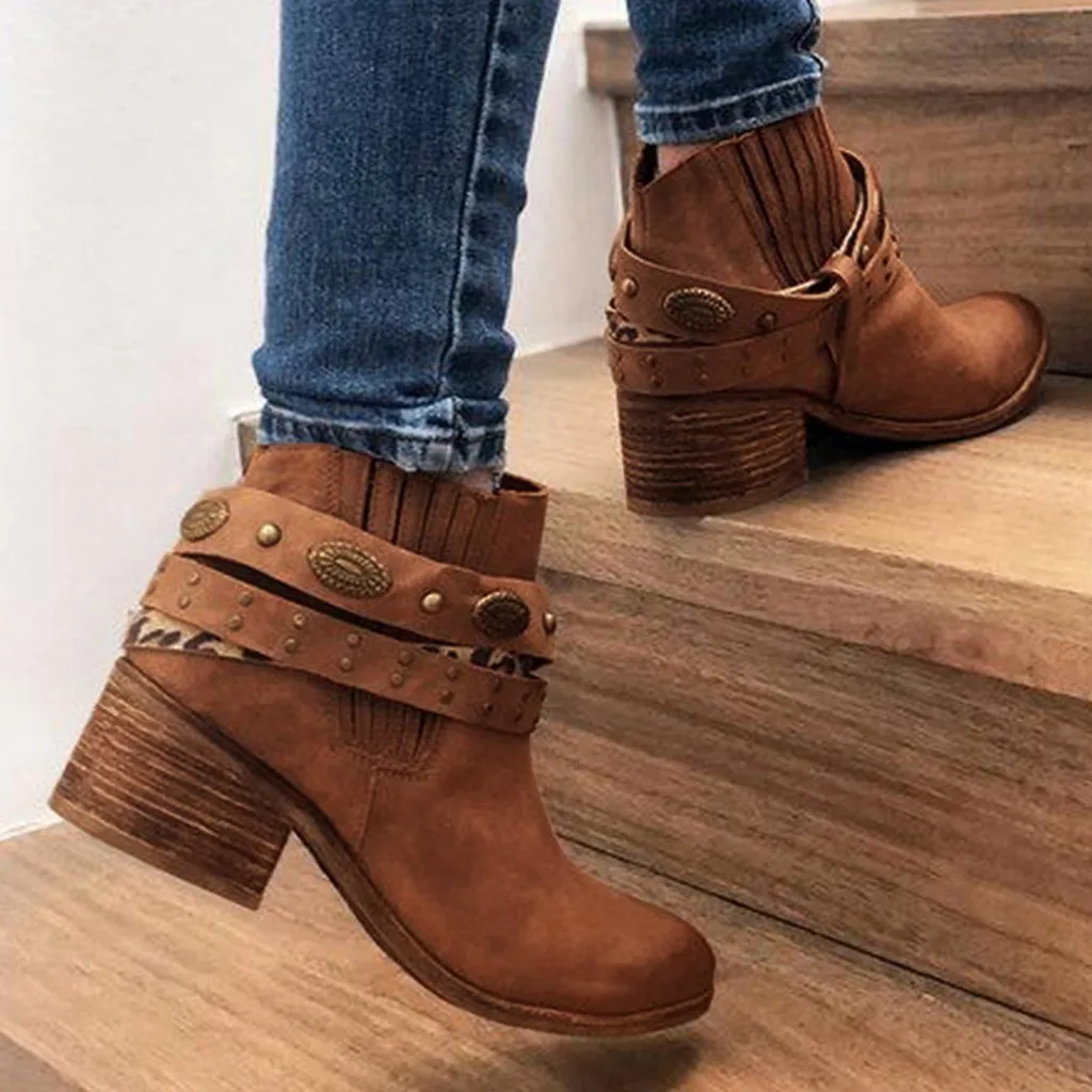 Осенняя женская обувь женские мотоциклетные ботинки в стиле ретро для офиса и