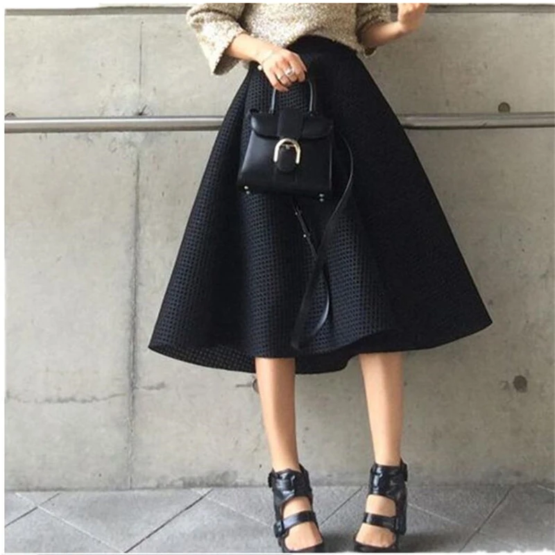 Женская винтажная юбка трапециевидной формы Тонкая ажурная с высокой талией в