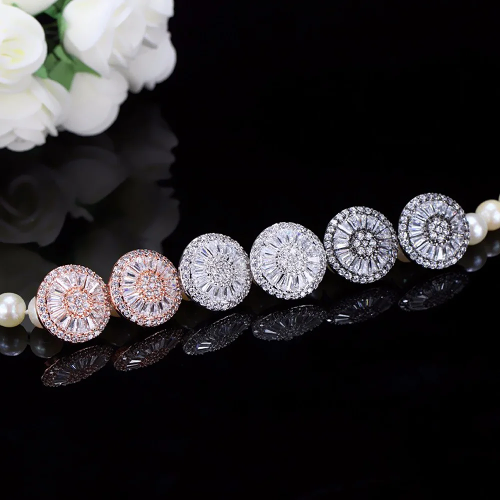 ThreeGraces великолепные CZ Камень Модные ювелирные изделия Pave Установка кубического циркония розовое золото цвет большие серьги гвоздики для женщин подарок ER288