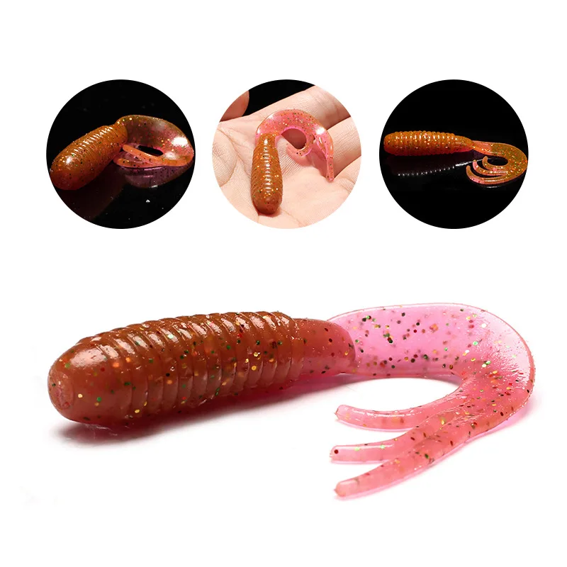 

2packs/lot Soft Silica Grub Wrom Lure Bait for Fishing Tackle 2.1g 4cm Maggot Worm Baits Lure Soft Baits with Circel Tail