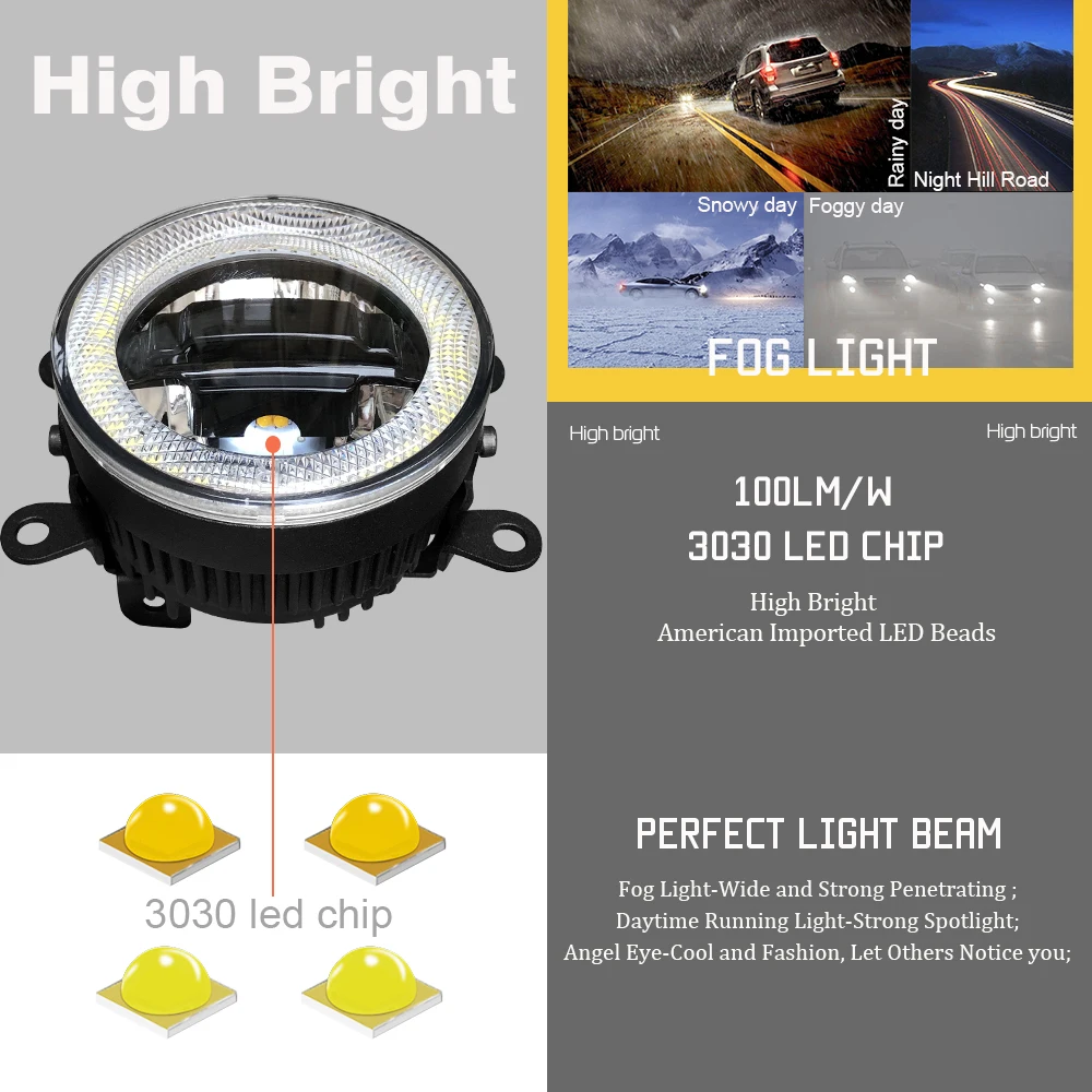 Cawanerl 2 шт. автомобиль светодиодный лампы Противотуманные фары светильник Дневной