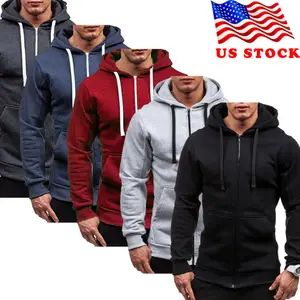 Мужская однотонная толстовка на молнии, Классическая зимняя толстовка с капюшоном, куртка, пальто, Топ