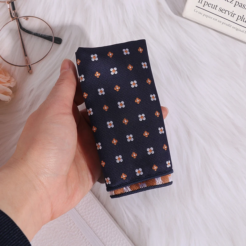 

New Fashion Suit Men's Silk Floral Striped Pocket Square Handkerchief 23*23cm