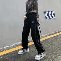 womens 2021 new fashion black sports fashion spring and autumn tied feet harem loose casual pants