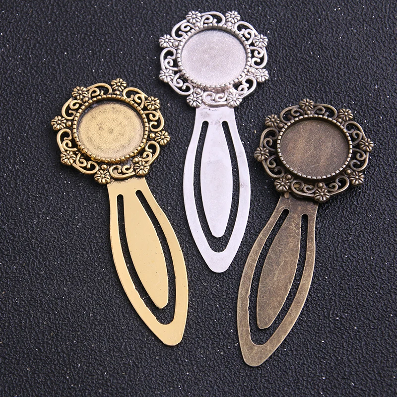 1 шт. Три цвета 18 мм Камея Сталь Полые Цветы закладки Круглый Кабошон Настройки