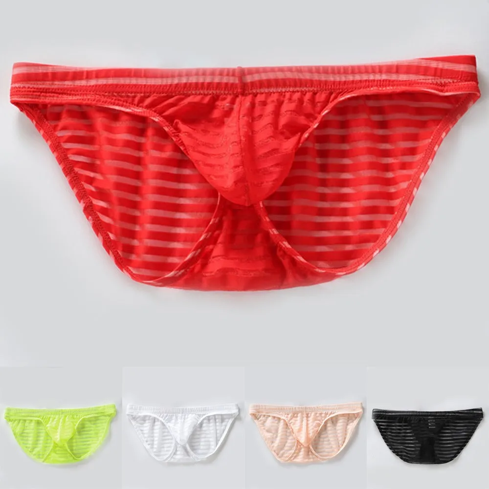 

Mens Sexy Low-rise Briefs Solid See Through Panties Breathable Underwear Gays G-String Thong Underpants Homo Lingerie Trunks New