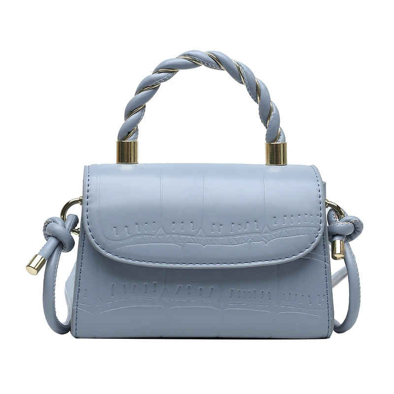 

Rope Handle PU Leather Mini Crossbody Bags for Women 2021 Trend Luxury Fashion Shoulder Handbag and Purses Blue White