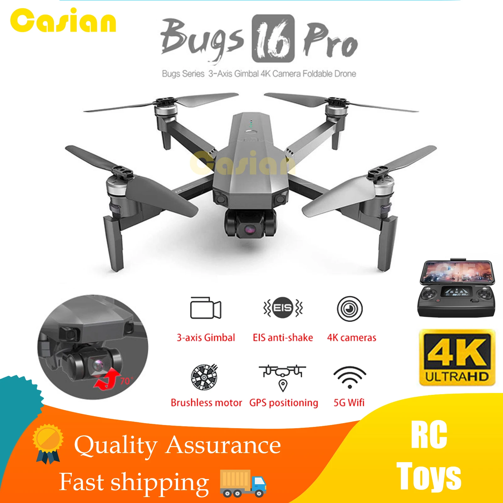 

MJX Bugs B16 PRO B16 Pro With 4K Camera Drone Three-axis Gimbal EIS Anti-shake Professional FPV Drone VS SG906 Max F11 pro Dron