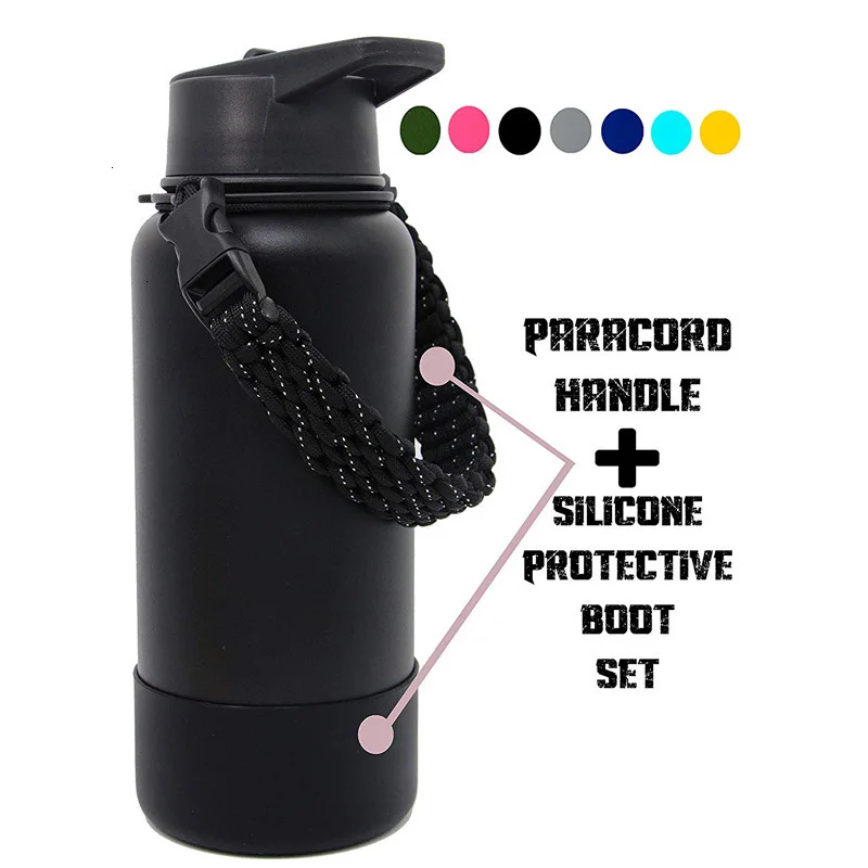 Paracord ручка и защитная Нижняя силиконовая крышка загрузки набор-Совместимость с 32-40 oz гидро склянки и бутылки аксессуары